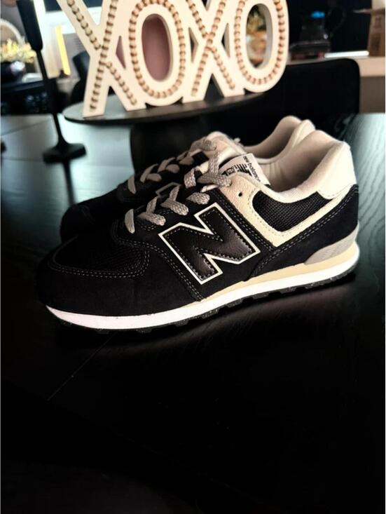 New Balance Shoes - New Balance 574 Core Black White Sneakers Kids 4 Wide Women’s 5.5